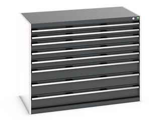 cubio drawer cabinet with 8 drawers. WxDxH: 1300x650x1000mm. RAL 7035/5010 or selected Bott New for 2022
